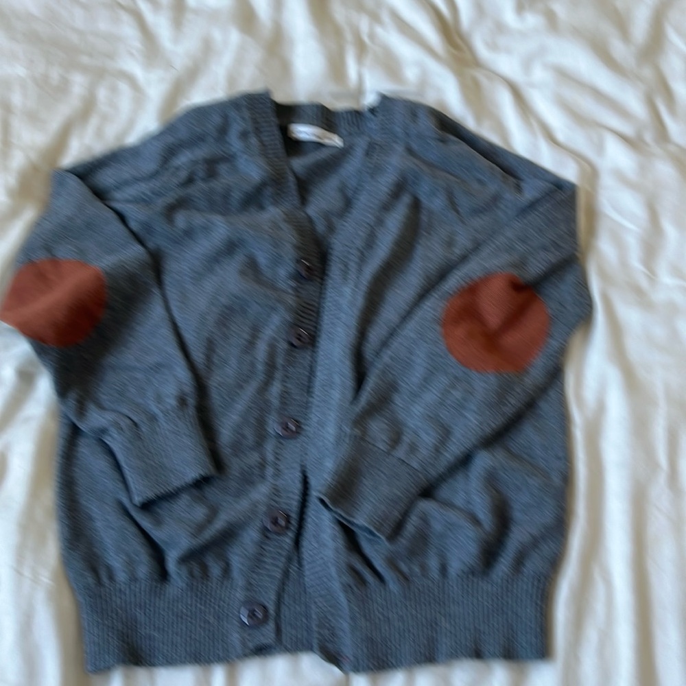 CUNYI Kids Gray  Boys V-Neck Cardigan Sweater Size 5/7 years